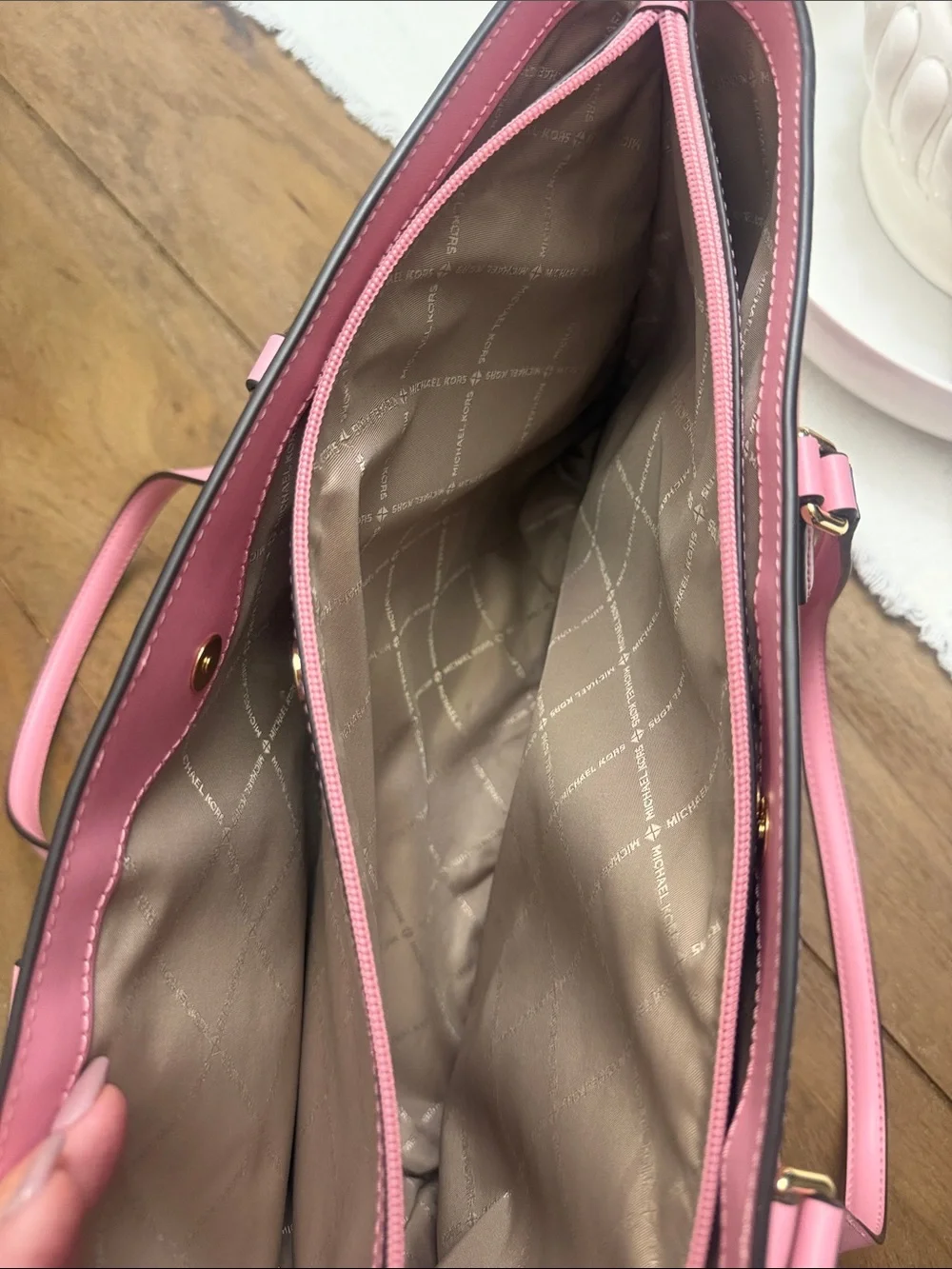 Michael Kors Rose Pink Saffiano Leather Tote with MK Charm